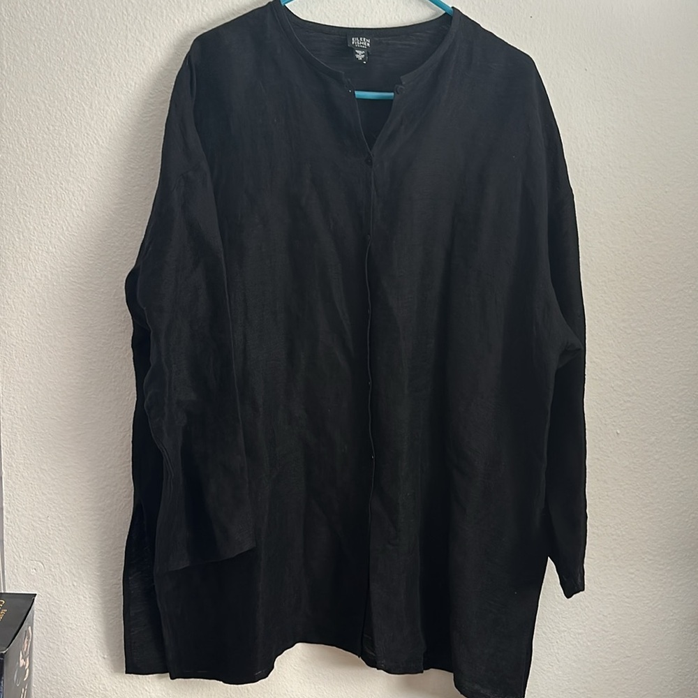 Eileen fisher long sleeve button down tunic shirt 1X. - Picture 2 of 5